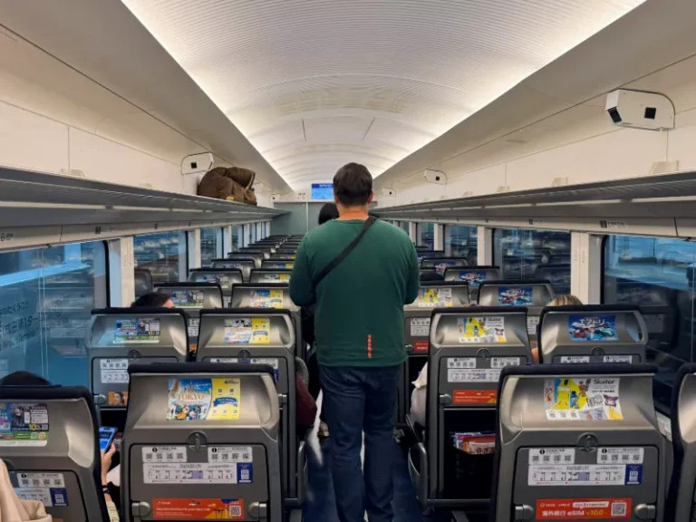 inside keisei skyliner train from narita to tokyo