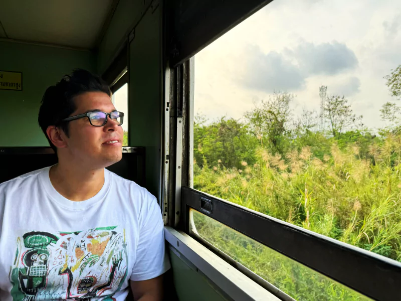 Looking out Thai Train Window