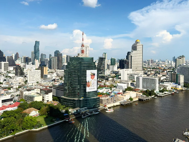 view of chao phraya river from room bangkok millennium hilton hotel
