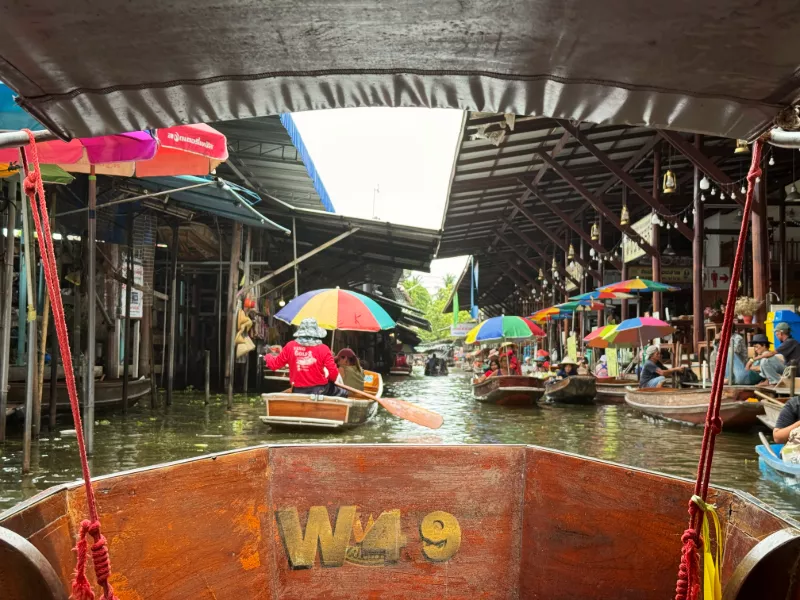 At the Damnoen Suduak Floating Market inside boat